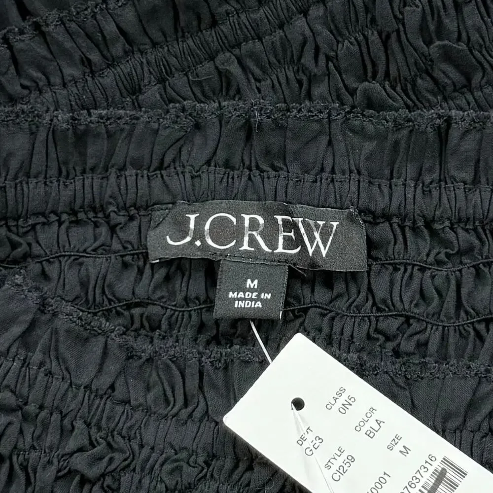 J Crew Women's Smocked Cotton Voile Maxi Dress Medium Black - Picture 5 of 16
